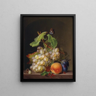 Still life with grapes - Ernst Moritz Gustav Tettelbach — framed artwork on a wall