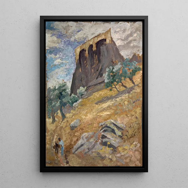 Slope with Bastion - Ernst Schiess — framed artwork on a wall