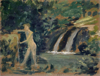 Boy bathing in a forest river - Ernst Schiess — artwork view