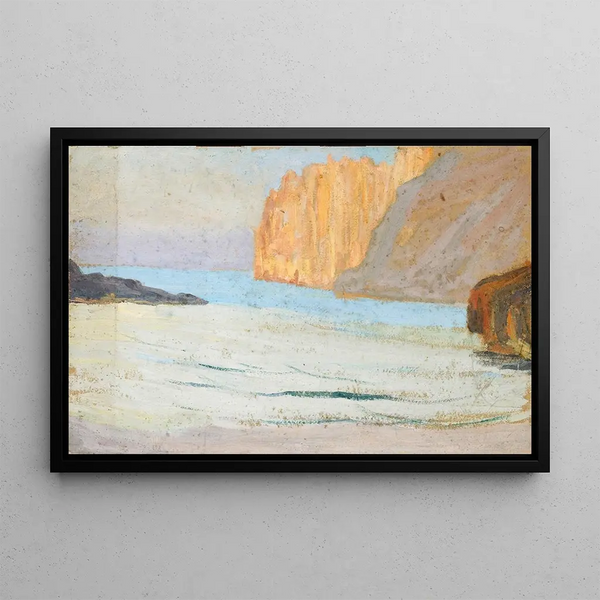 Bay at the Sea with Rocks - Ernst Schiess — framed artwork on a wall