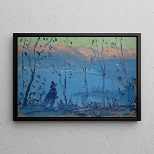 Evening Stroll over a Southern Lake - Ernst Schiess — framed artwork on a wall