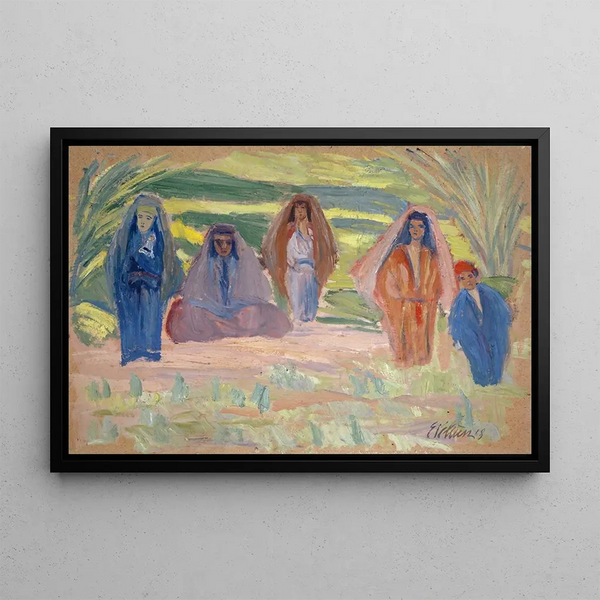 Five Bedouins - Ernst Schiess — framed artwork on a wall
