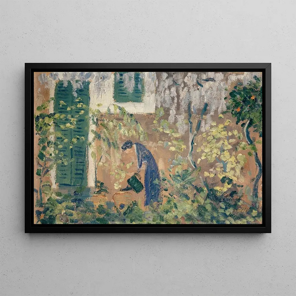 Woman in a Southern Garden - Ernst Schiess — framed artwork on a wall