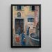 Chèvres broutant devant un bras de mer étroit et une chaîne de collines lointaine - Ernst Schiess — framed artwork on a wall
