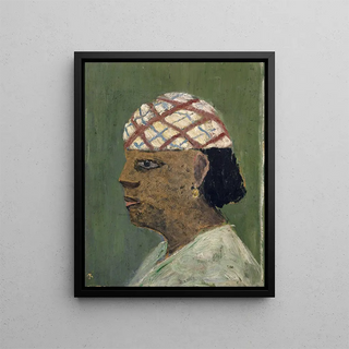 Head of a woman from Sudan - Ernst Schiess — framed artwork on a wall