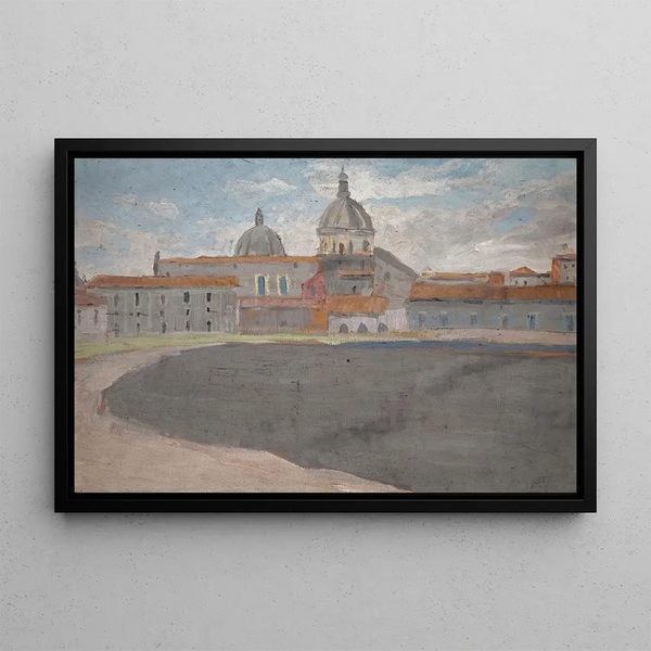 Italian Cathedral with Dome - Ernst Schiess — framed artwork on a wall