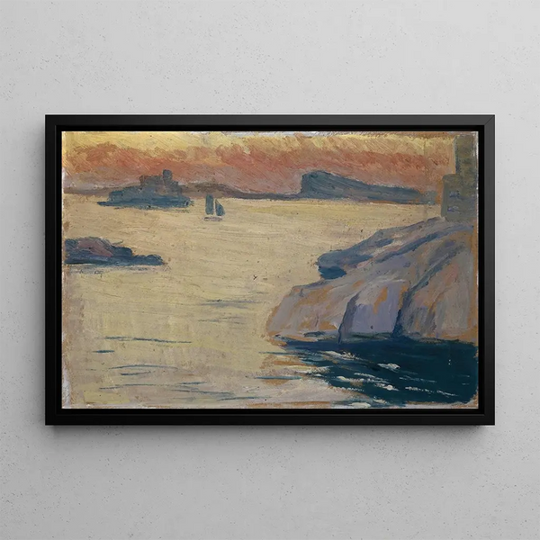 Coastal Landscape Painting - Ernst Schiess — framed artwork on a wall