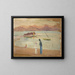 Boy sailor, small boats and arms of the sea - Ernst Schiess — framed artwork on a wall