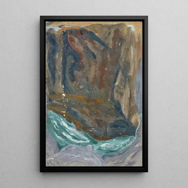 Waves in a Rock Fissure - Ernst Schiess — framed artwork on a wall