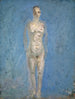 Nude woman painting against a luminous sky - Ernst Schiess — artwork view