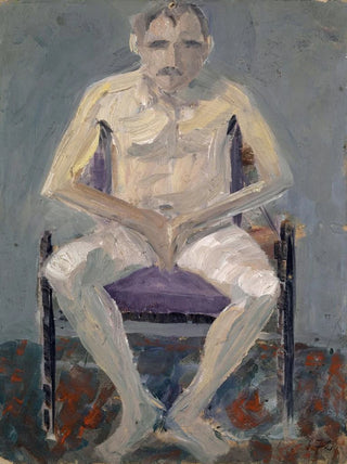 Nude painting on a padded chair - Ernst Schiess — artwork view