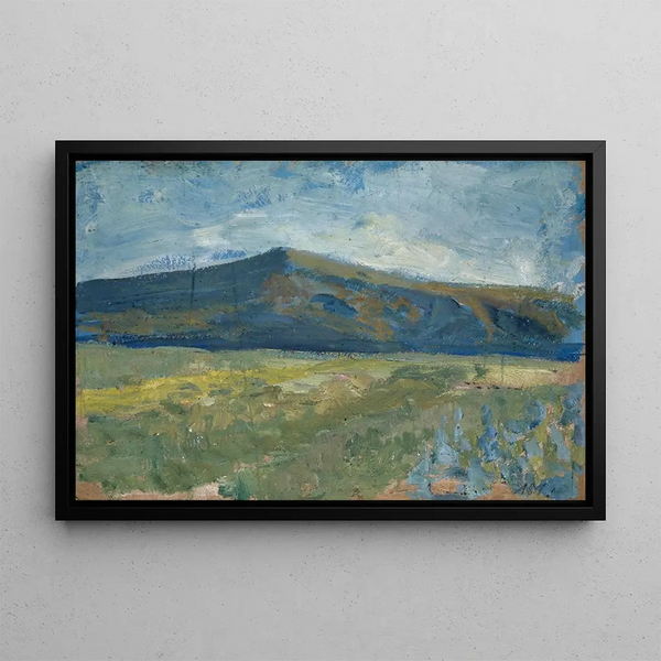 Plain with bare mountain - Ernst Schiess — framed artwork on a wall