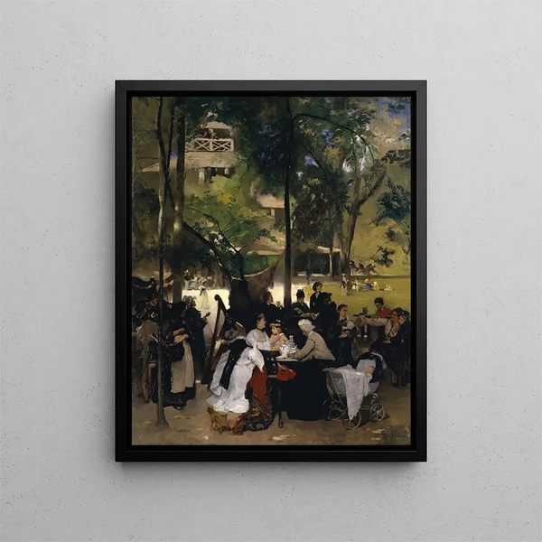 The Chinese tower in the English garden of Munich - Ernst Schiess — framed artwork on a wall