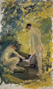 Two Young Naked Men in a Forest River - Ernst Schiess — artwork view