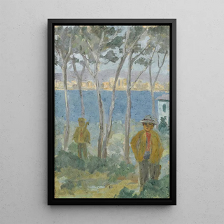 Ernst Schiess - View on a Bay at the Sea toward a City in the South.webp
