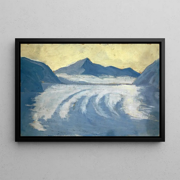 View of the Aletsch Glacier III - Ernst Schiess — framed artwork on a wall