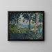 View through the trees on a southern bay by the sea - Ernst Schiess — framed artwork on a wall
