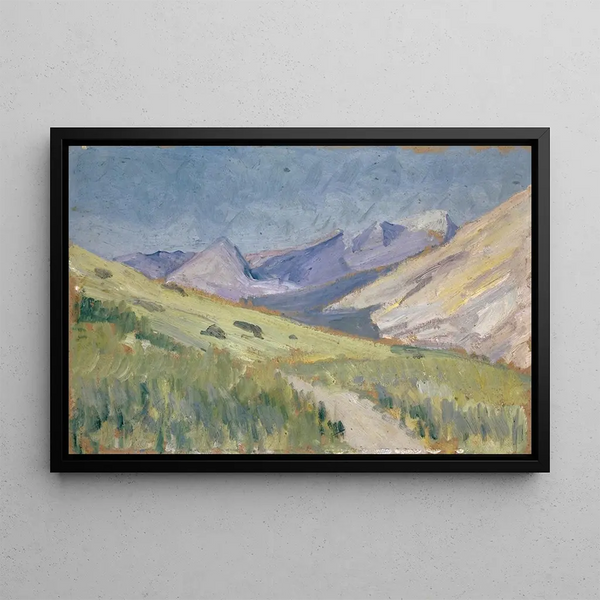 Prairies dans une vallée montagneuse à Majorque - Ernst Schiess — framed artwork on a wall