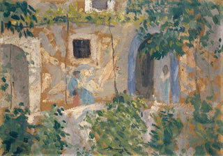 Ernst Schiess - Woman with Child in front of a House.webp