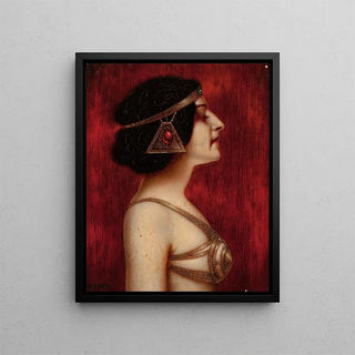 Salomé, woman in profile in Jugendstil oriental costume - Ernst Seidl — framed artwork on a wall