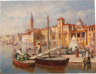 Italian port painting - Ernst Stache — artwork view