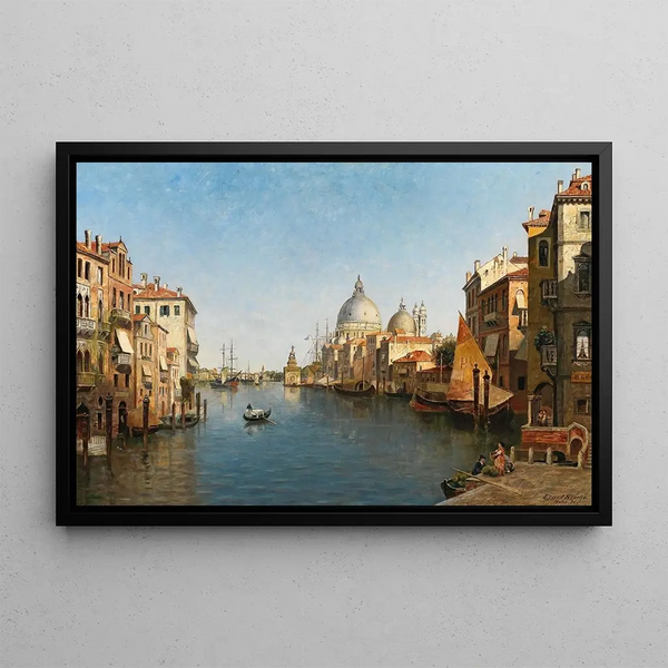 Venice painting, view of the Grand Canal - Ernst Stache — framed artwork on a wall