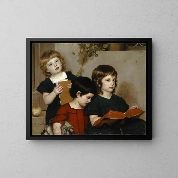 Religious service for children - Ernst Stückelberg — framed artwork on a wall