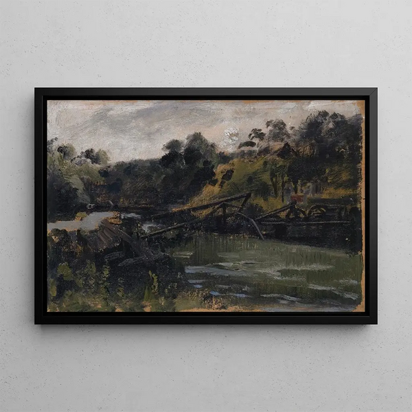 The Collapsing Bridge after the train accident in Münchenstein on June 14 - Ernst Stückelberg — framed artwork on a wall