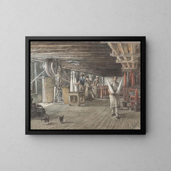 Interior painting of the Vom Rath company's sugar refinery - Ernst Witkamp — framed artwork on a wall