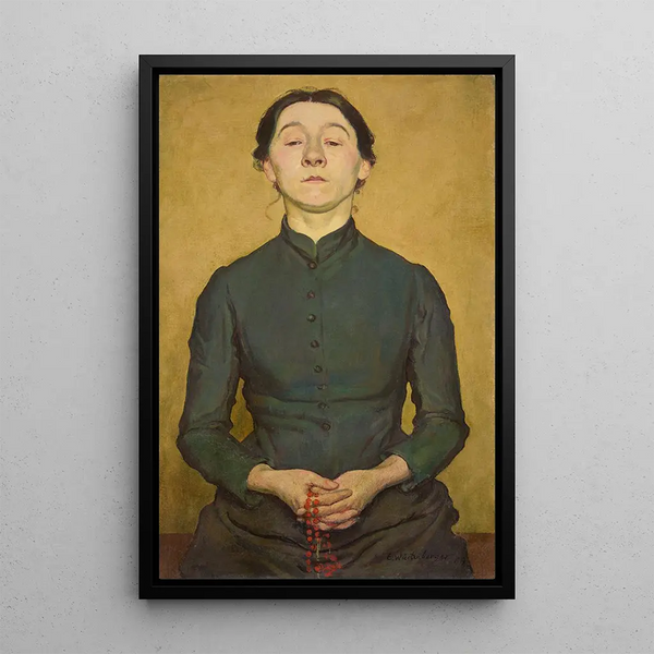 Woman in Prayer - Ernst Würtenberger — framed artwork on a wall