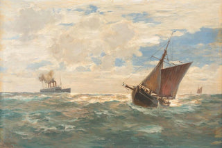 Steamship and sailing ships in open sea - Erwin Carl Wilhelm Günther — artwork view