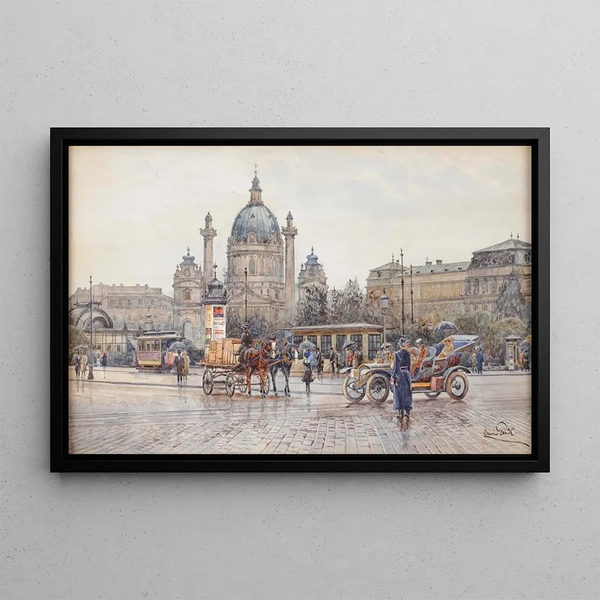 Karlsplatz Painting in Vienna - Erwin Pendl — framed artwork on a wall