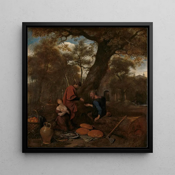 Erysichthon selling his daughter - Jan Steen — framed artwork on a wall
