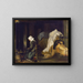 Interior painting with woman cooking - Esaias Boursse — framed artwork on a wall