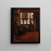 Interior painting with a woman at the spinning wheel - Esaias Boursse — framed artwork on a wall
