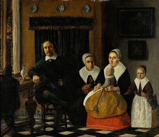 Family Portrait Painting in an Interior - Esaias Boursse — artwork view