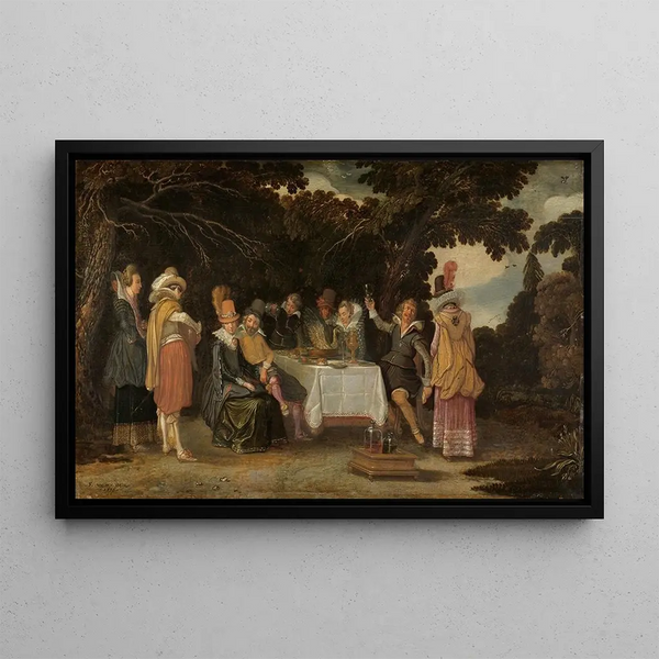 A Festive Outdoor Scene - Esaias van de Velde — framed artwork on a wall