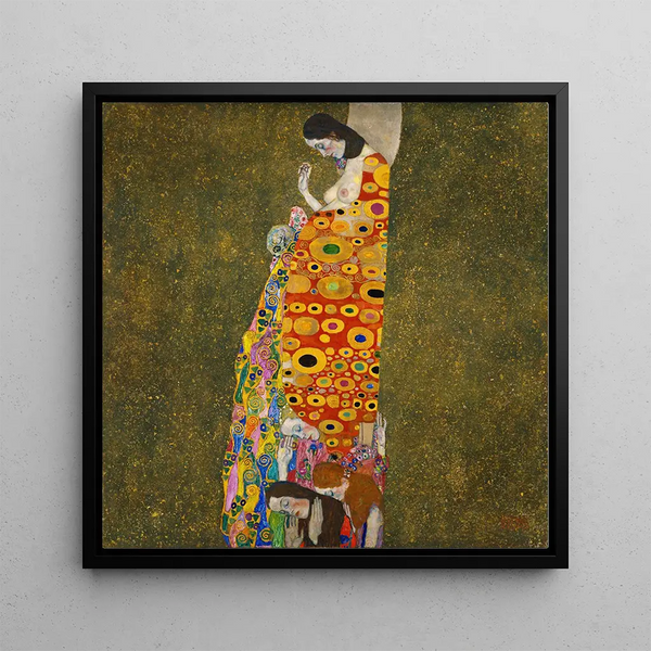 Hope II - Gustav Klimt — framed artwork on a wall