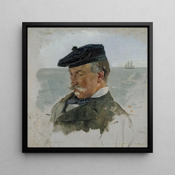 Sketch of a portrait of Adolf von Becker the painter - Albert Edelfelt — framed artwork on a wall