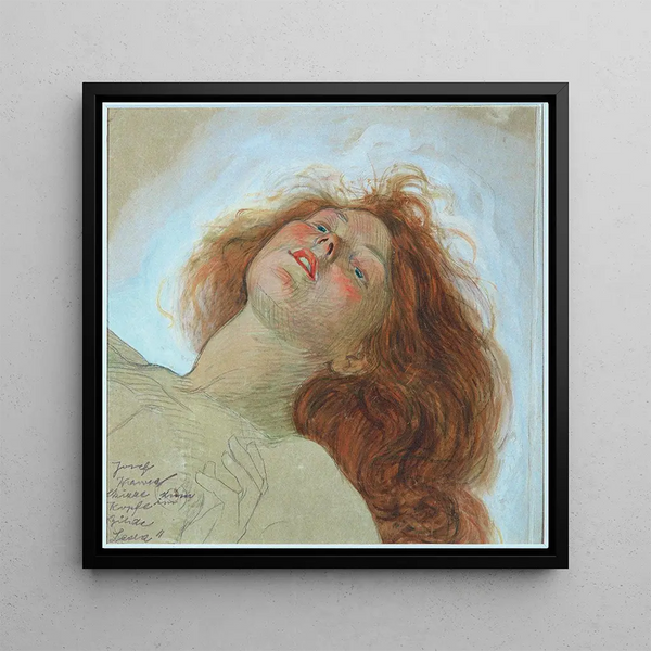 Sketch for the head of Leda - Josef Wawra — framed artwork on a wall