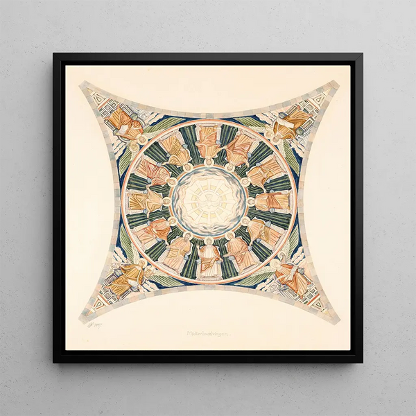 Sketch for the frescoes of Viborg Cathedral, the central vault - Joakim Skovgaard — framed artwork on a wall