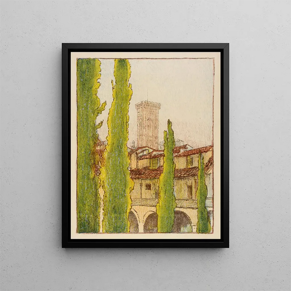 Spanish church - Esther Blaikie MacKinnon — framed artwork on a wall