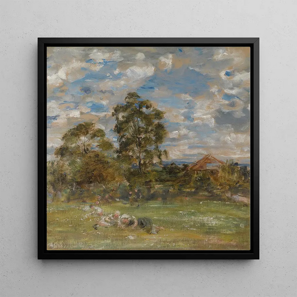 Summer in the Garden at Broomieknowe - William McTaggart — framed artwork on a wall