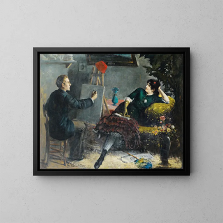 Pose for the artist - Etienne-François-Eugène Lecoindre — framed artwork on a wall