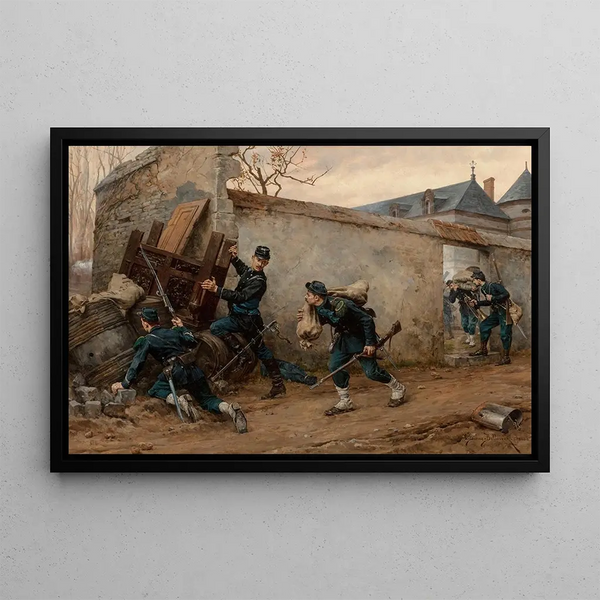 Sudden Attack - Etienne-Prosper Berne-Bellecour — framed artwork on a wall