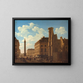 La place Vendôme and the rue de Castiglione with the ruins of the church of the Feuillants - Étienne Bouhot — framed artwork on a wall