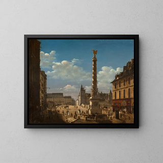 La place et la fontaine du Châtelet - Étienne Bouhot — framed artwork on a wall
