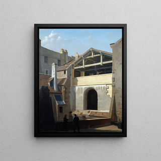 View of the Cluny Baths taken from Rue de la Harpe - Étienne Bouhot — framed artwork on a wall