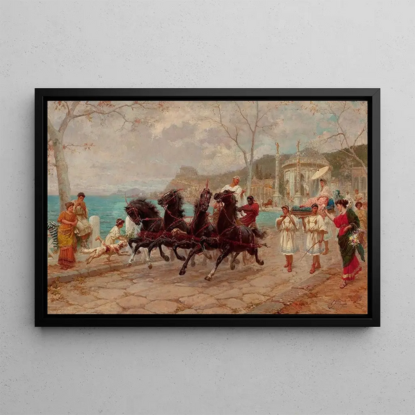 Scene of Parade in Rome - Ettore Forti — framed artwork on a wall