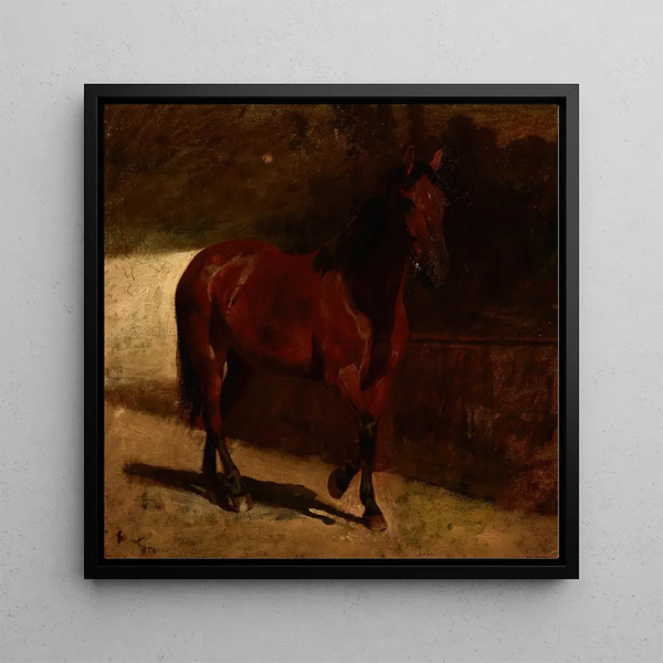 Study of a Chestnut Horse - Maksymilian Gierymski — framed artwork on a wall